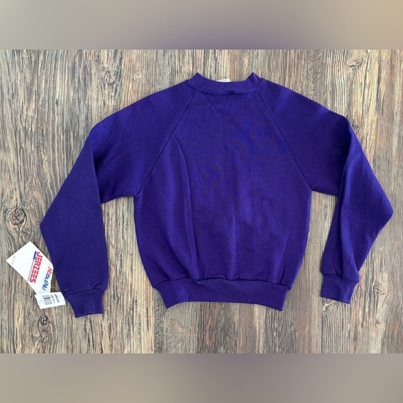 Vtg 90s JERZEES NUBLEND Girls M 10-12 Purple Crewneck Sweatshirt USA NOS NWT - Picture 2 of 9